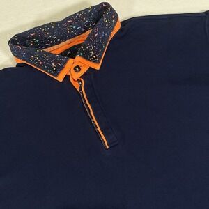 MACEOO Mozart DC Blue Polo Sz‎ 7/3XL Double Collar Short Sleeve Tab Button Shirt